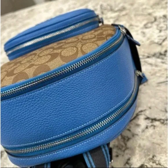 COACH Court Backpack CJ593 In Khaki/Racer Blue Signature Canvas Authentic NWT - Picture 4 of 8